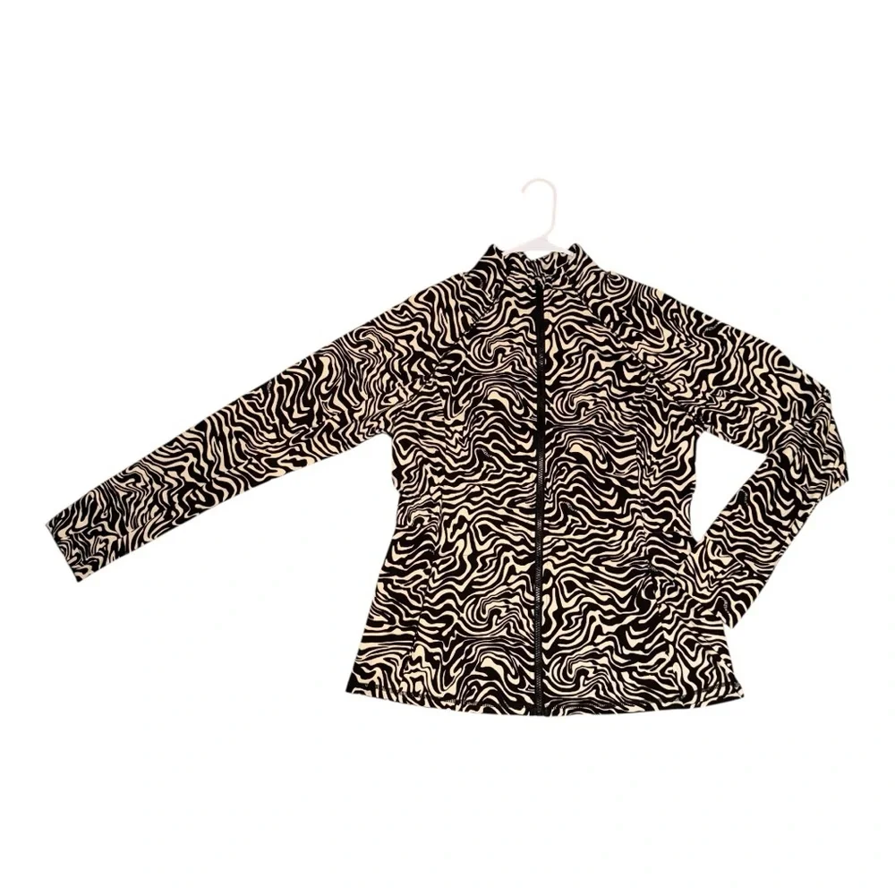 Fabletics XL Marbled Zebra Trinity Performance Activewear Zip Jacket w/ Pockets - Picture 3 of 16